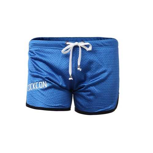 Mens Gym Breathable Mesh Wicking Drawstring Exercise Sports Shorts