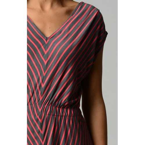Women's Striped Hi-Low V-Neck Dress