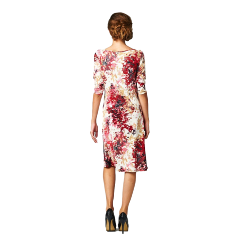 Women's 3/4 Three Quarter Sleeve Abstract Print Midi Dress