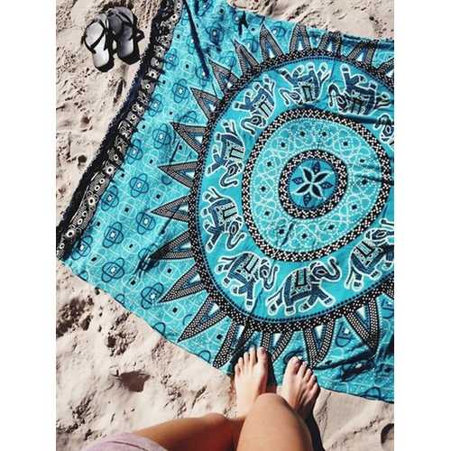 Blanket Throw Turkish Printed Beach Towel Blue