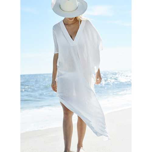 Chiffon V-Neck Loose Beach Cover-Ups Dress