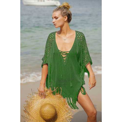 Tassel Hollow-Out Cover-Up Blouse