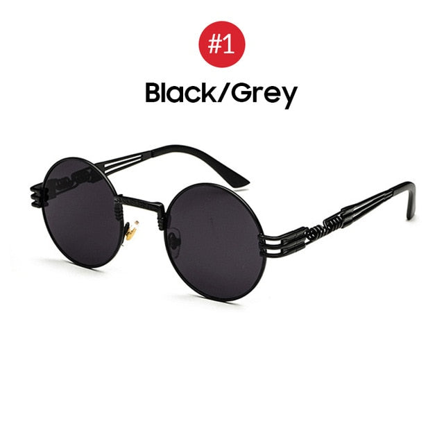 VIVIBEE 2019 Trend Black Round Sunglasses Women Hip Hop Sun Glasses Punk Men Steampunk Goggle Luxury Rock Accessories