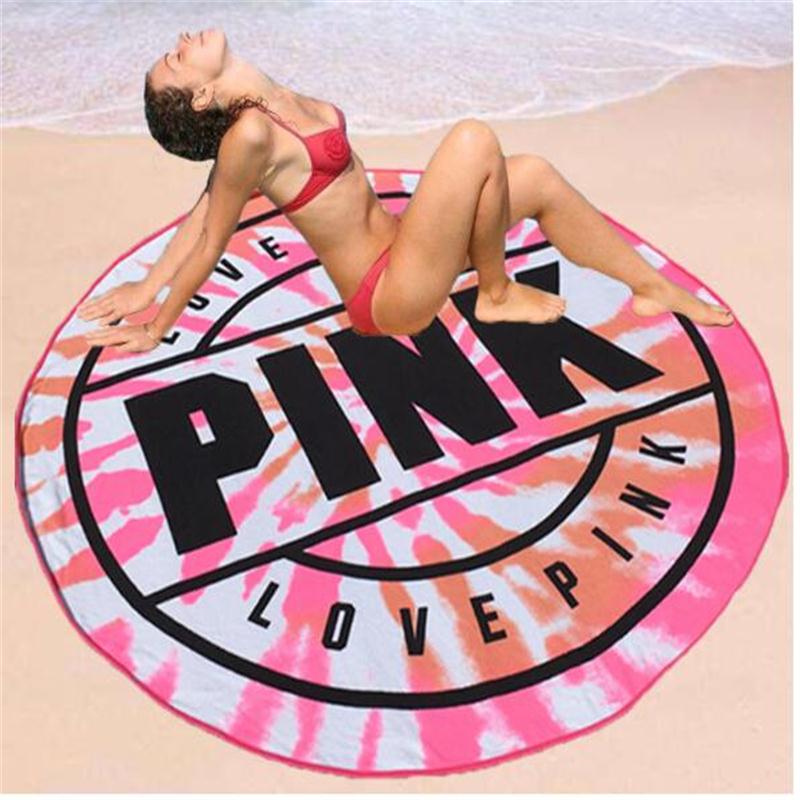 Pink Round Beach Towel Micofiber 160cm Absorbent Swimming Sports Bathrathe Towels Picnic Blanket serviette de plage