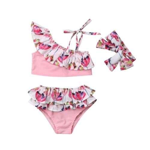 3Pcs Girls Swimwear Summer Kids Swimwear For Girls Bikini Set Children Beachwear Bathing Suit Headband Kids Bikini Swimming Suit
