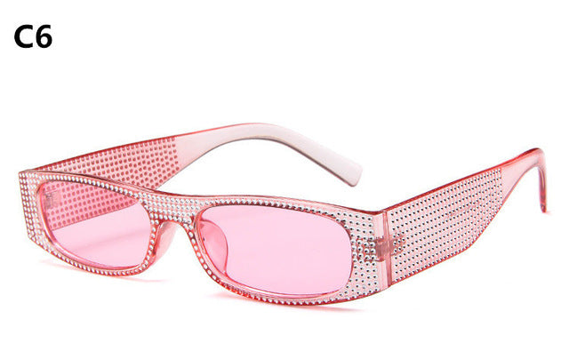 ZXWLYXGX  Small square sunglasses women imitation diamond sung lasses Retro evening glasses cross fashion sunglasses UV400