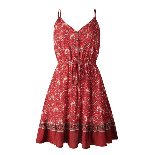 Conmoto spaghetti strap floral beach summer dresses women button bohemian high waist plus size dresses casual dress vestidos
