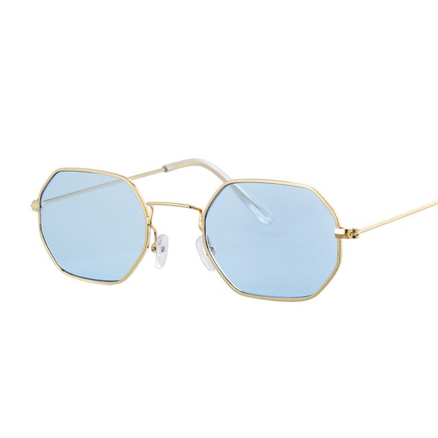Metal Frame Square Sunglasses Small-frame Vintage Sun Glasses Female Ocean Blue Pink Clear Sunglass For Women Retro Eyeglasses