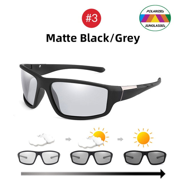 VIVIBEE Men Photochromic Sunglasses Matte Black Sports Goggles Women Color Changing Polarized Driving 2020 Sun Glasses