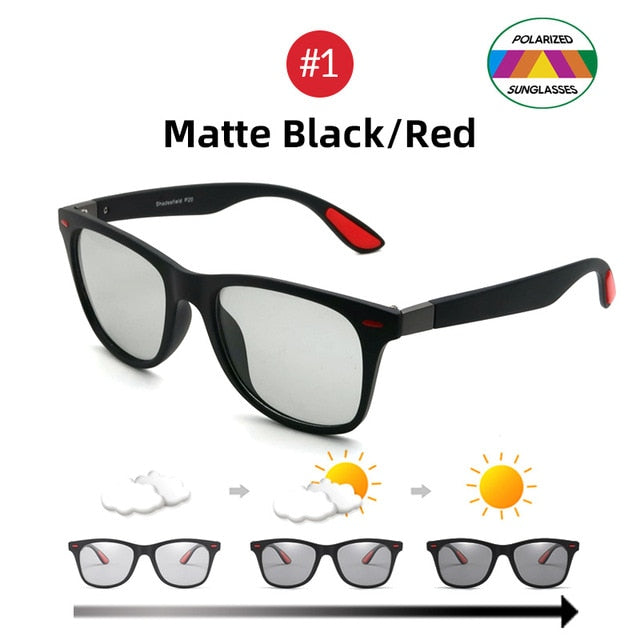 VIVIBEE Classic Photochromic Sunglasses with Polarized Men Driving Square Color Change Matte Sun Glasses Women Transition Shades