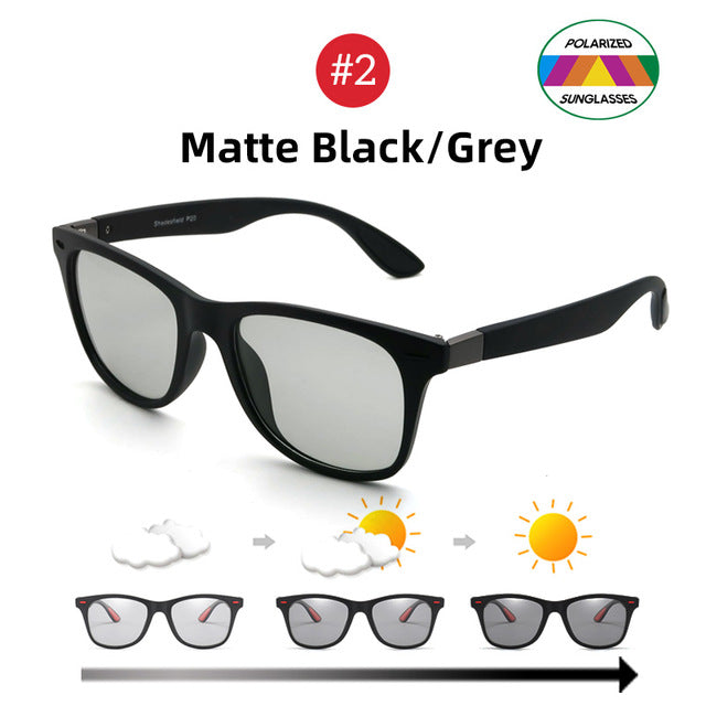 VIVIBEE Classic Photochromic Sunglasses with Polarized Men Driving Square Color Change Matte Sun Glasses Women Transition Shades