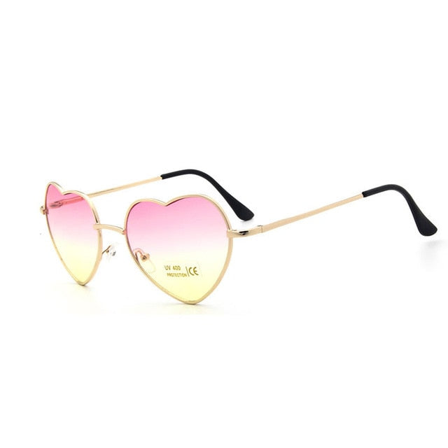 HAPTRON fashion Heart Shaped Sunglasses women metal clear red lens glasses Fashion heart sun glasses Mirror oculos de sol