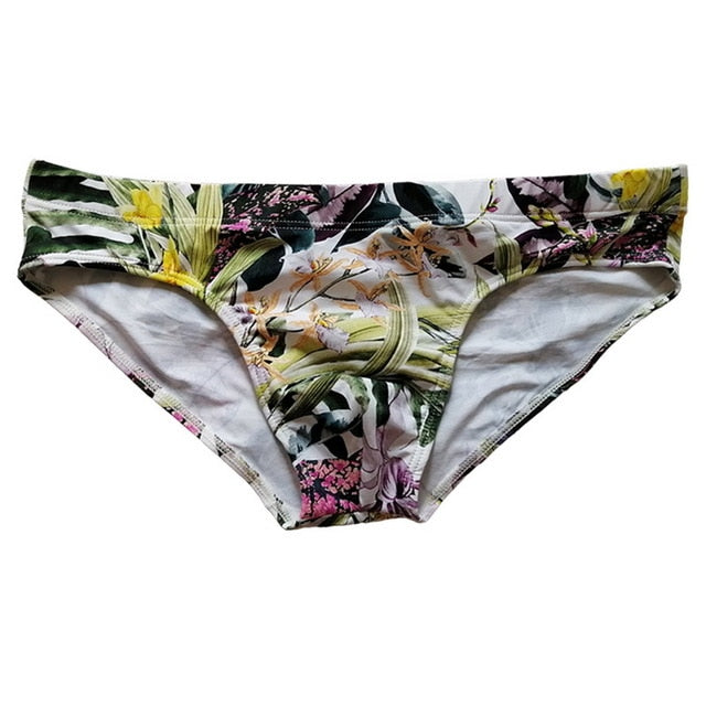 Oeak Sexy Swimwear Mens Swim Briefs Summer Print Swimming Trunks Floral Mens Swimsuit Beach Bath Shorts 2020 New Broadshorts