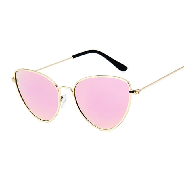 Fashion Vintage Ladies Cat Eye Sunglasses Women Brand Designer Metal Luxury Rose Gold Mirror Sun Glasses Female UV400