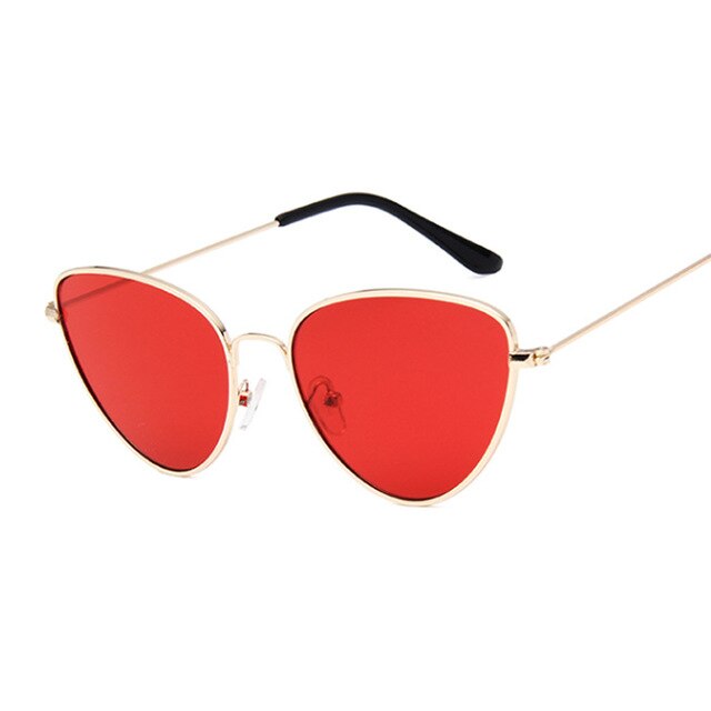 Fashion Vintage Ladies Cat Eye Sunglasses Women Brand Designer Metal Luxury Rose Gold Mirror Sun Glasses Female UV400