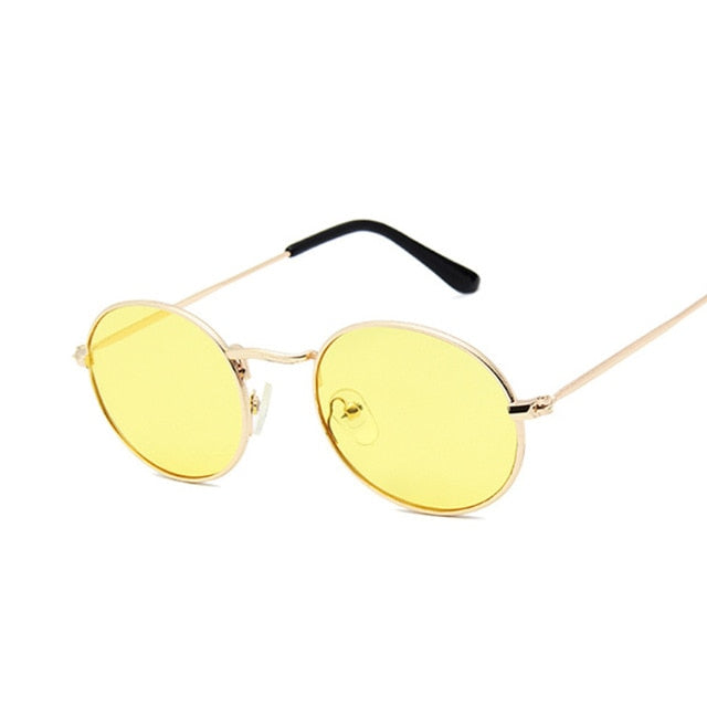 Retro Small Frame Sunglasses Women Oval Mirror Metal Sun Glasses Female Vintage Brand Designer Lunette De Soleil Femme
