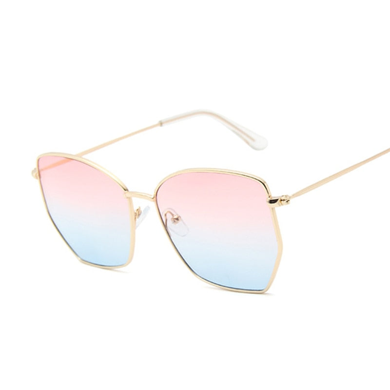 Metal Square Oversized Frame Sunglasses Women Classic Vintage Colorful Mercury Film Fashion Mirror Sun Glasses Female