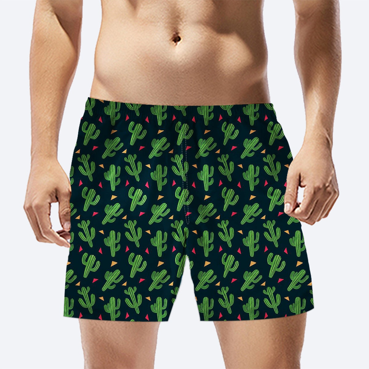 Men Cactus Printed Beach Shorts Quick Dry Running Shorts Swimwear Swimsuit Swim Trunks Beachwear Sports Shorts Board Shorts