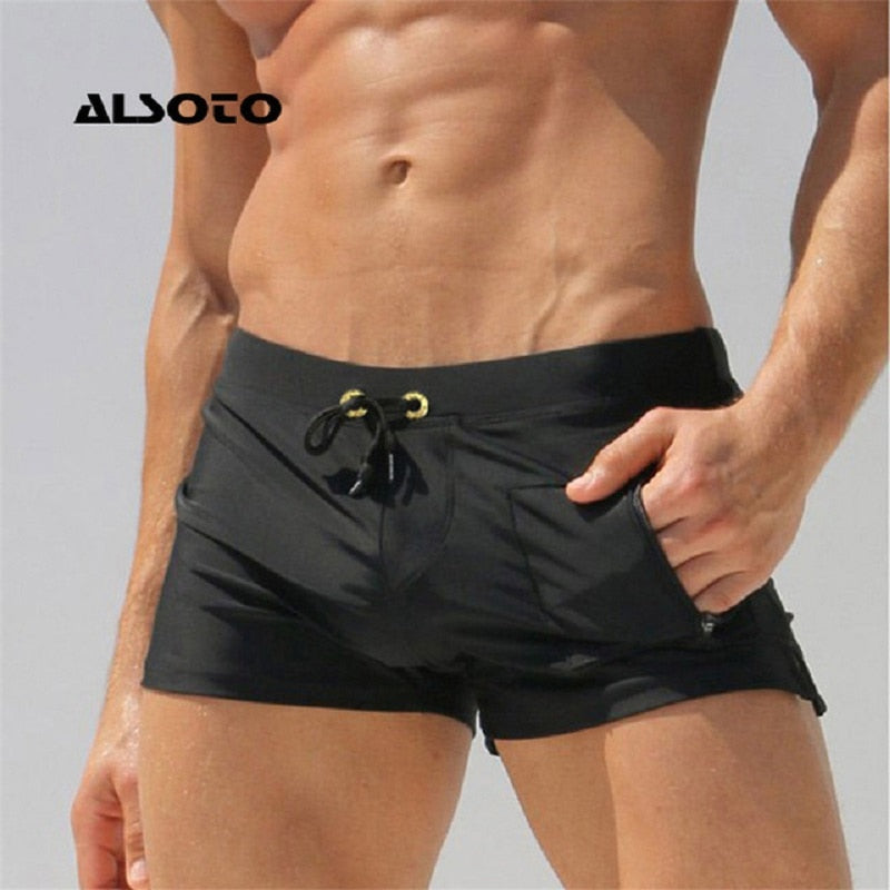ALSOTO New Board Shorts Men Swimwear Swimsuits Shorts Men Breathable Men's Swimsuits Trunks Boxer Briefs Sunga SwimSuits