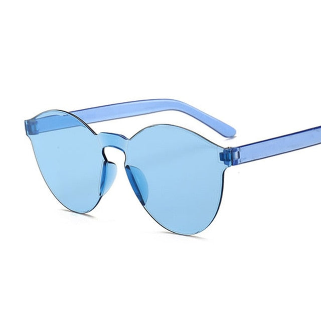 Summer Round Sunglasses Women Brand Designer Transparent Shades Blue Sun Glasses Cool Color UV400 Oculos De Sol Gafas