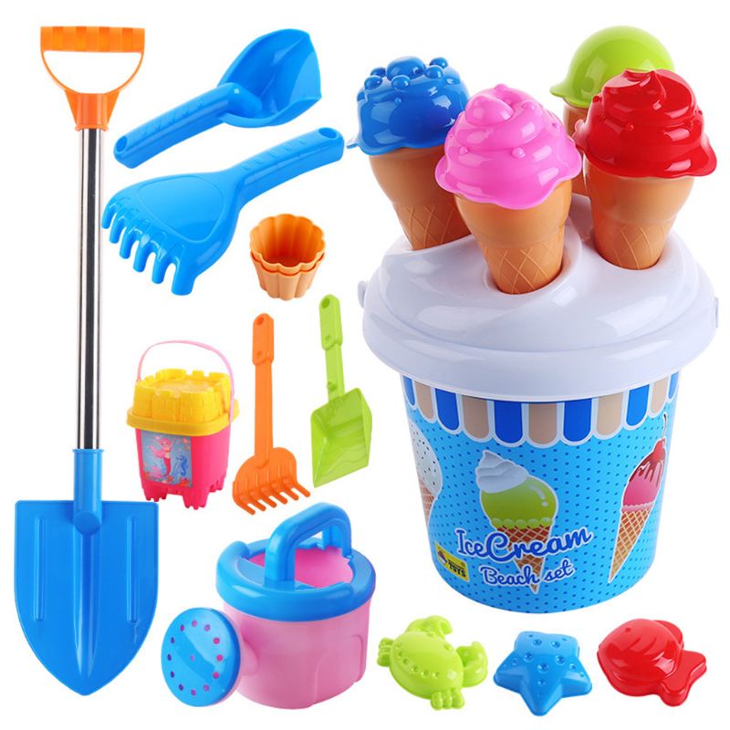 Beach Toys Set Ice Cream and Cake Series sand Mould Set，13 Piece toys  Set