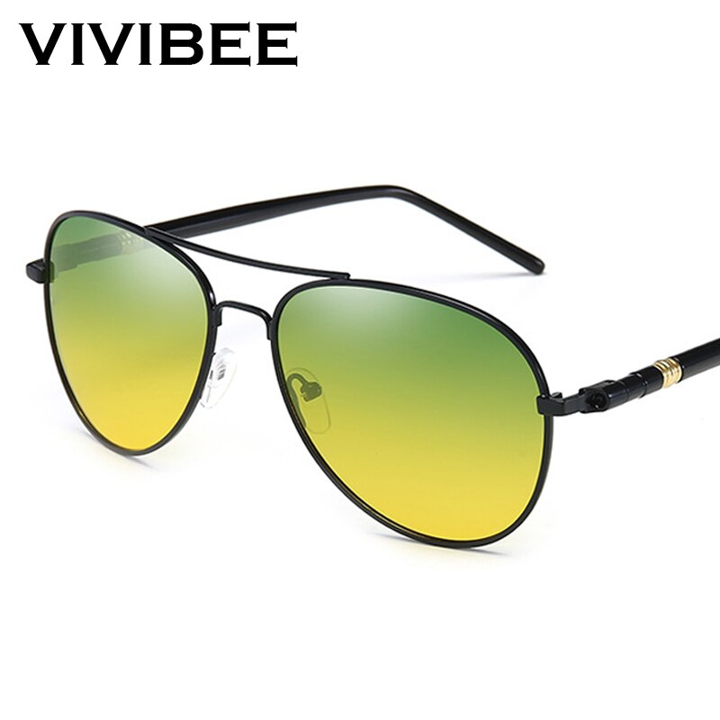 VIVIBEE 2020 Pilot Day and Night Vision Driving Sunglasses Men Polarized Yellow Lens Unisex Aviation Goggle