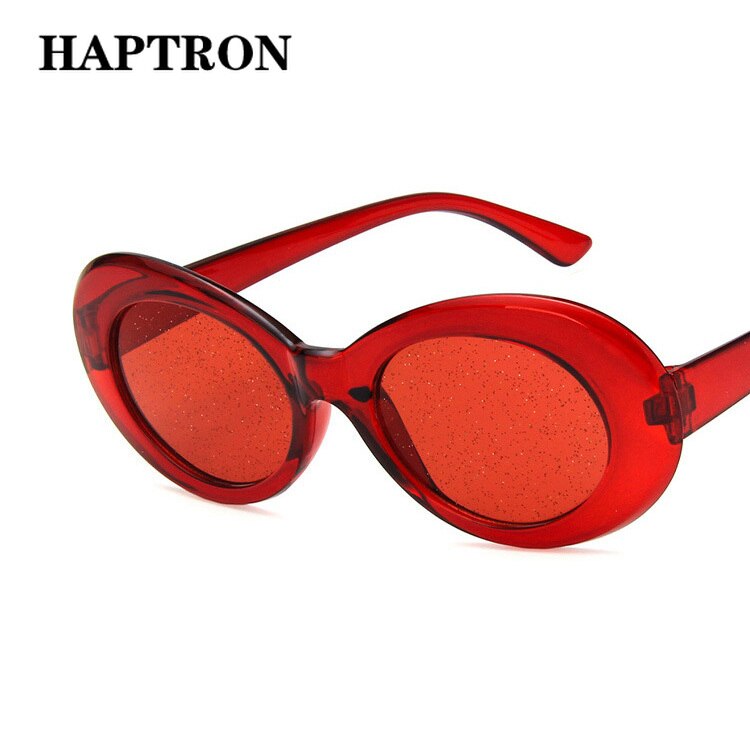 HAPTRON moda mujer 2018 oval sunglasses Women Brand Luxury Vintage Retro Pink Red Yellow Transparent sun glasses oculos goggles
