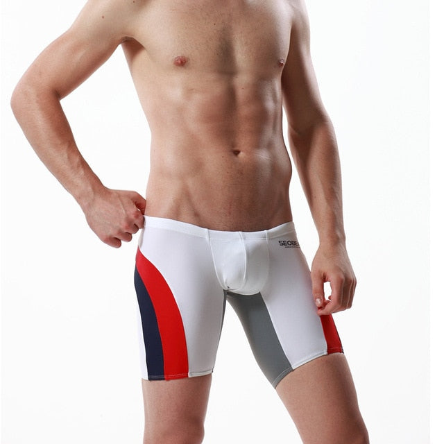 Low Rise Pouch Sexy Men Swimwear Swimsuit Trunks Long Bikini Boxers Shorts Man Beach Sea Board  Wear Shorts SEOBEAN Brand