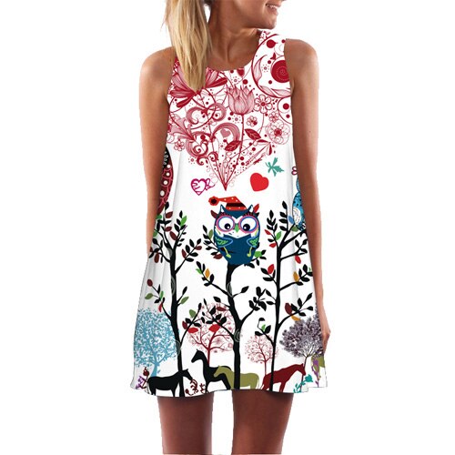 BHflutter Black Red Floral Print Dress Women Fashion Sleeveless Casual Loose Summer Dress A-line Party Dress vestidos mujer 2018