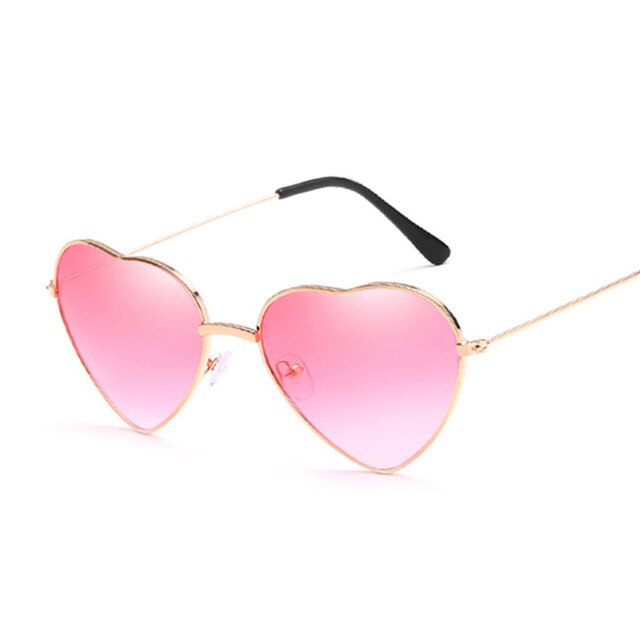 Fashion Heart Shaped Sunglasses Women Small Size Brand Designer Lady Metal Reflective Ties Red Sun Glasses Female UV400