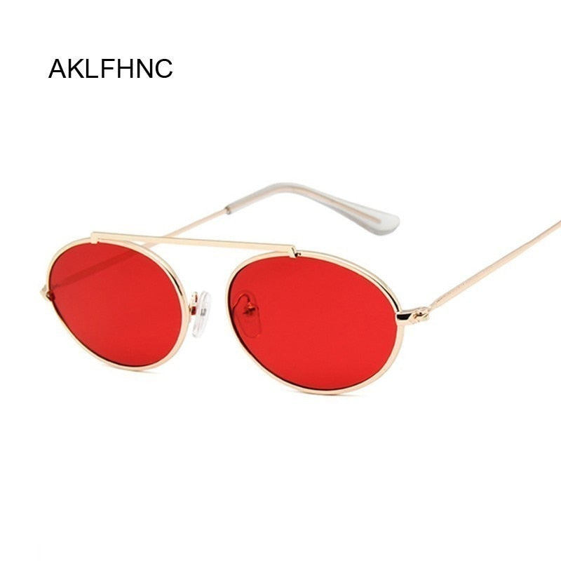 Small Oval Mirror Sunglasses Women Red Luxury Female Brand Designer Eyewear Shades Ladies Alloy Sun Glasses UV400 Eyeglass