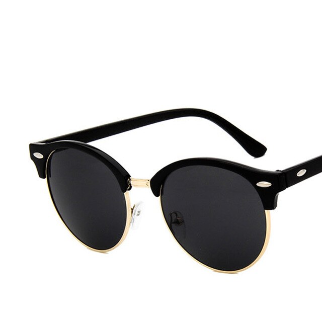 HAPTRON Vintage Semi-Rimless Sunglasses Women Brand Designer Men Retro Mirror Luxury Sun glasses hip hop oculos de sol okulary