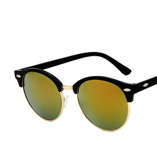 HAPTRON Vintage Semi-Rimless Sunglasses Women Brand Designer Men Retro Mirror Luxury Sun glasses hip hop oculos de sol okulary