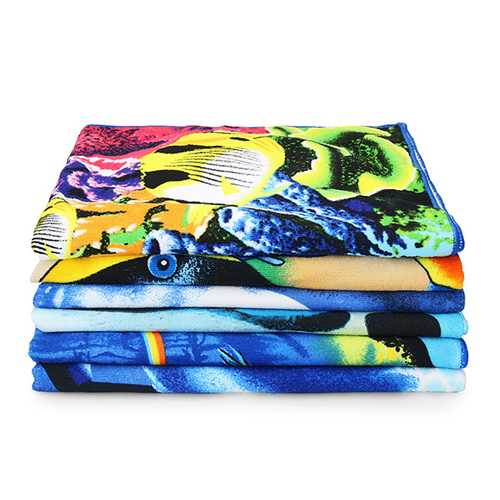 70x150cm Blue Dolphin Penguin Print Absorbent Microfiber Beach Towels Quick Dry Bath Towel