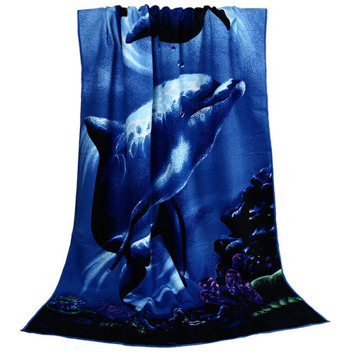 70x150cm Blue Dolphin Penguin Print Absorbent Microfiber Beach Towels Quick Dry Bath Towel