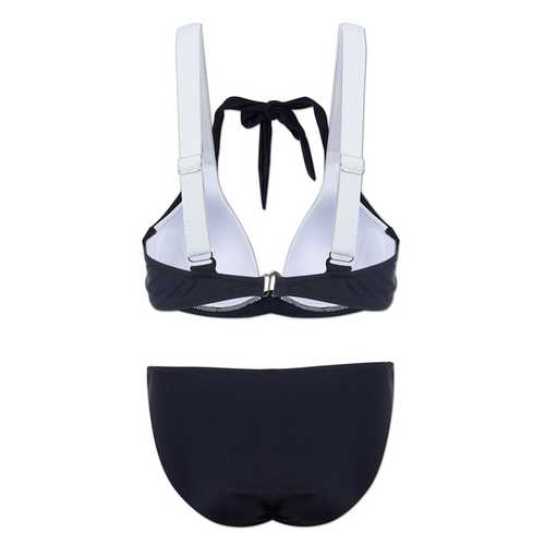 Women Color Block Criss-Cross Sexy Wire Free Bikini Set Bandage Bathing Suits