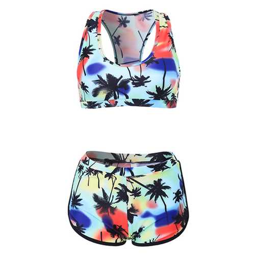 Sexy Hot Floral Quiet Sunset Print Swimwear Bikini Sets