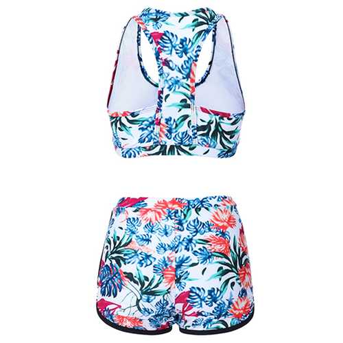 Sexy Hot Floral Quiet Sunset Print Swimwear Bikini Sets