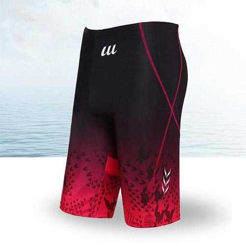 Mens Summer Beach Sexy Low Waist Boxer Trunks Fashion Printing Long Spa Swimming Shorts