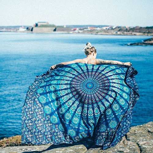 Honana WX-17 150x210cm Bohemian Style Polyester fiber Beach Shawl Mandala Rectangle Bed Sheet Tapestry