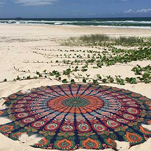 Honana WX-16 150cm Bohemian Style Thin Chiffon Beach Shawl Mat Mandala Round Silk Scarf Bed Sheet Tapestry