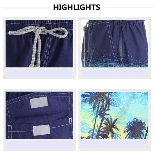 Mens Quick Drying Waterproof Seaside Vacation Beach Shorts Casual Loose Fifth Swimming Pants