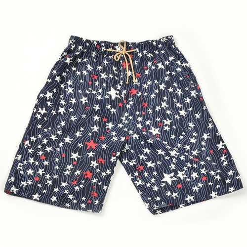 Mens Summer Printing Fashion Casual Elastic Waist Multi Pocket Sports Beach Shorts