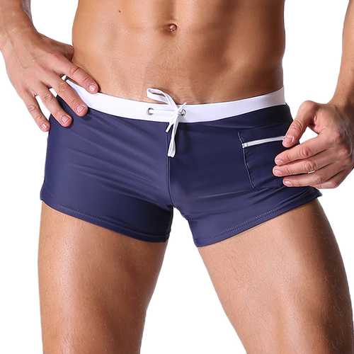 Mens Sexy Beach Summer Swimming Shorts Zipper Side Pocket Low Waist Casual Sports Spa Boxers