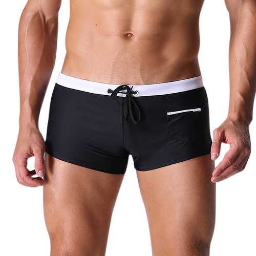 Mens Sexy Beach Summer Swimming Shorts Zipper Side Pocket Low Waist Casual Sports Spa Boxers