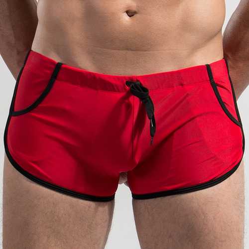 Mens Summer Adjustable Drawstring Arrow Boxers Swimming Trunks