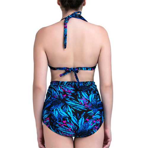 Women Sexy Plus Size Printing Bikini Bow-knot Backless Bathing Suit Tankinis