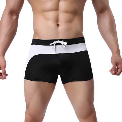 Mens Stitching Swimming Beach Shorts Fashion Casual Summer Mid Wiast Trunks