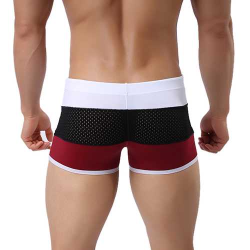 BRAVE PERSON Mens Sexy Striped Mesh Breathable Beach Swimming Shorts Surf Boxers Trunks