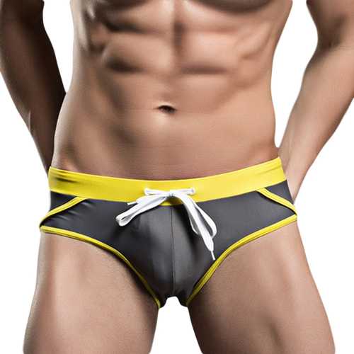 Mens Low Waist Briefs Contrast Color Trunks Professional Sexy Fashion Swimming Shorts